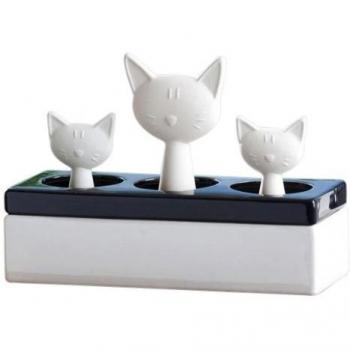 Wenko 52608100 humificador de aire de ceramica con motivo familia de gatos 22 x 155 x 85 cm color blanco y negro