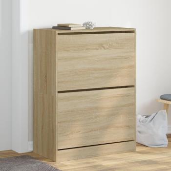 Zapatero 2 cajones abatibles roble Sonoma 80x42x108 cm