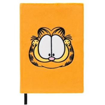 Cuaderno A5 Garfield Premium con Cubierta de Felpa y Marcapáginas - 192 Páginas Cuadriculadas para Journaling y Diario Personal