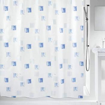 Cortina de Ducha Spirella Milano 120x200 cm Polyester Antimoho Efecto Perla Azul Cielo y Blanco