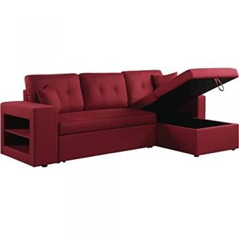 Sofá esquinero convertible/reversible Axel - 3 plazas - Rojo