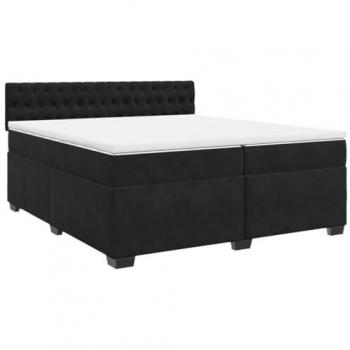 Cama box spring con colchón terciopelo negro 200x200 cm