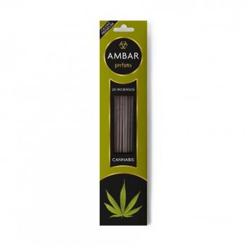 Incienso Perfumado AMBAR Cannabis - 20 varillas, duración aproximada de 60 minutos, hecho en India, con aceites naturales de alta calidad