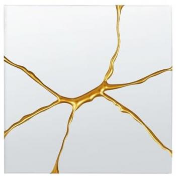 Espejo de pared cuadrado moderno dorado 80 x 80 cm Coole