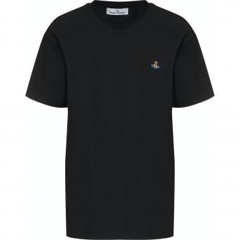Vivienne Westwood Women's Black Cotton Crew-Neck T-Shirt with Mini Logo - Size Medium