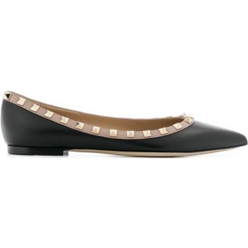 Valentino Garavani Women's Rockstud Leather Ballet Flats in Black | Size IT 36 | 5W2S0403VODN91