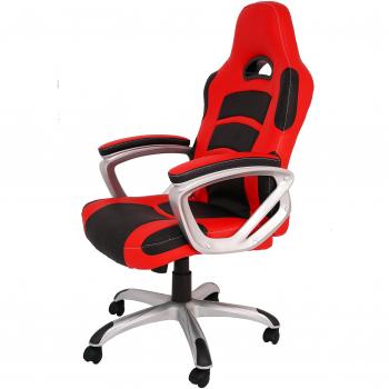 La Silla Española Luanco Oficina Gaming con Reposabrazos, Piel Sintética, Rojo y Negro, 50x48x127 cm
