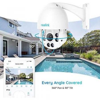 Reolink 4K PTZ Cámara Vigilancia PoE con Focos, Detección de Personas/Vehículos, 360° Pan/90° Tilt, Zoom Óptico 5X, Visión Nocturna en Color Audio Bidireccional Lapso de Tiempo, RLC-823A