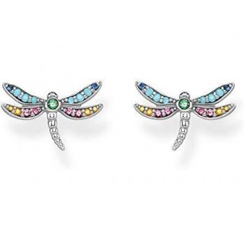 Thomas Sabo Pendientes de mujer con forma libélula multicolor ennegrecida, plata de ley 925, H2051-314-7