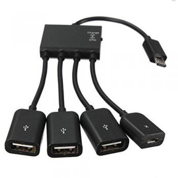 Adaptador de Cable Hub OTG con 4 Puertos USB Micro para Carga, Compatible con HTC LG S4 Galaxy Tab 3