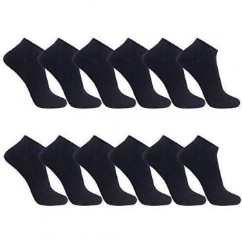 FALARY Calcetines Tobilleros Hombre 12Pares Deportivo Sciclismo Cortos Respirable Algodón Antideslizantes_Negro_3538