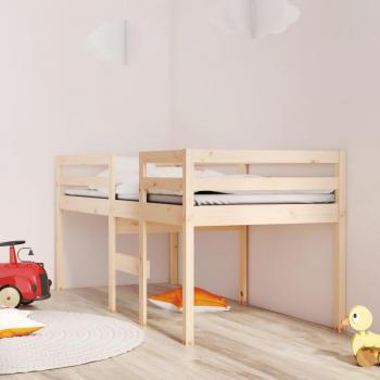 Cama Loft 75x190 cm en madera maciza de pino con estructura elevada, diseño moderno, ideal para espacios pequeños, fabricada en pino resistente y duradero
