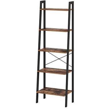 VASAGLE - Estantería de pie Vintage con 5 estantes, con Marco de Metal, fácil de Montar, para salón, Dormitorio, Cocina, 56 x 172 x 34 cm, LLS45X