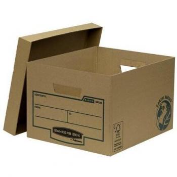 Caja de Almacenamiento Fellowes Bankers Box Earth Series - Pack de 10 - Cartón Reciclado, Montaje Manual, Color Marrón, Dimensiones 32.6 x 25.7 x 39.6 cm