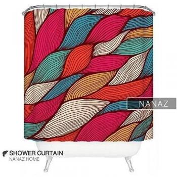 [nanaz casa] Custom impermeable baño cortina de baño Creative poliéster espesada moho - Resumen Olas, 2 meters wide and 1.8 meters high X