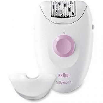 Braun Silképil 1 SE1370 - Depiladora para mujer con cable con un accesorio, blanco/rosa