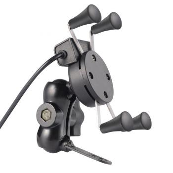 LESHP Soporte Móvil GPS para bicicleta moto Hecho de Aluminio ABS 360°Rotación Toma USB Banda de goma de seguridad para Teléfono de 3.5 a 6 Pulgadas