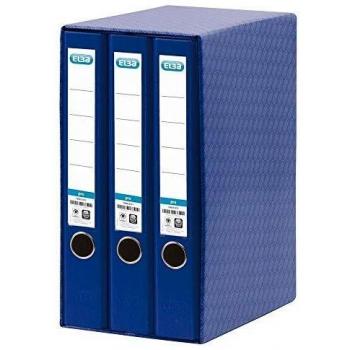 Elba 780991 - Caja para material de oficina con 3 archivadores, color azul