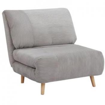 Sillón cama de terciopelo canalé PALULA - Gris claro