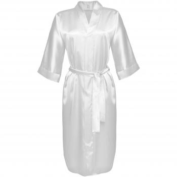 DKaren 115 ropa satén albornoz albornoz para pijamas de kimono lencería – varios colores blanco Light Ecru S