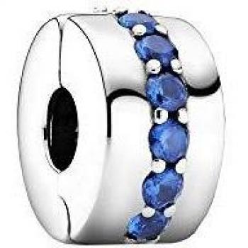 Pandora Sterling Silver Blue Sparkle Clip Charm with CZ 791972C01