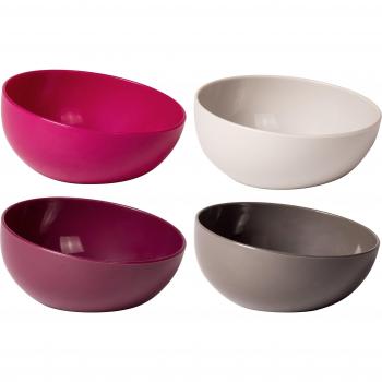 Vigar Taula Pack de Boles para Aperitivos y Postres Plástico Granate Magenta y Gris 11.8x11.8x12.6 cm 4 Unidades