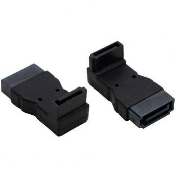 Adaptador SATA InLine 27700B - Conector Macho/Femenino, Angulado 90° hacia Abajo, Negro