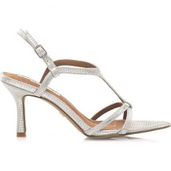 Mariamare Mujer Sandalias Ivy Plateado Altura Tacón 5.5cm Cierre Hebilla Puntera Cuadrada Tiras Metalizadas