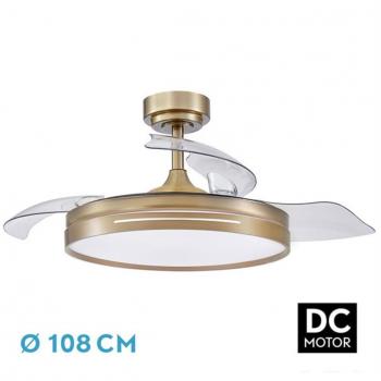 Ventilador DC 72W Micenas Cuero con 3 Aspas Transparentes