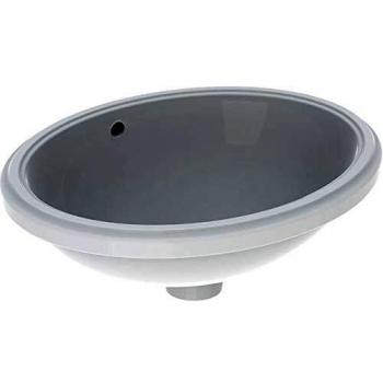 Lavabo bajo encimera Geberit VariForm ovalado 48x39cm, sin orificio para grifería, con rebosadero, color blanco KeraTect