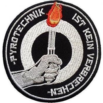 Pyrotechnik ist kein Verbrechen fútbol Fans - Parches termoadhesivos bordados aplique para ropa, tamaño: 8,6 x 8,6 cm