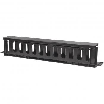 Intellinet 714679 19 Cable Management Panel, 19 Rackmount Cable Manager, 1U, with Cover, Black
