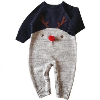 YuanDian Bebé Niños Niñas Rompers Manga Larga Navidad De Punto jumpsuit marina 78