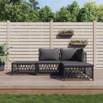 vidaXL 4-Piece Anthracite Steel Garden Lounge Set with Cushions