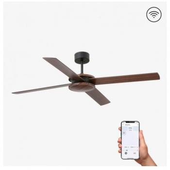 Ventilador de techo con polea y aspas de acero y madera contrachapada