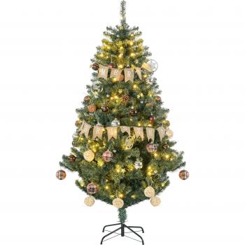 Árbol de Navidad Artificial HOMCOM Ø106x180 cm con Luces LED y Decoraciones