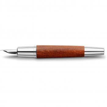 Pluma Estilográfica Faber-Castell E-Motion Madera de Pera Marrón con Acabado Cromado