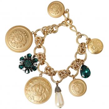 Gold Tone Brass Chain Crystal Women Bracelet