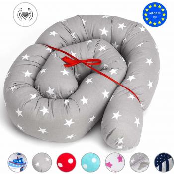 protector cuna chichonera - Cama Bebé Cojín Parachoques Torre de Cama Cojín Protectores Para Cunas y Camas de Bebé Cuna Serpiente Protector Gris blanco 180 cm