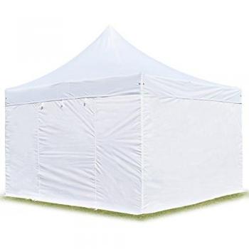 Carpa Plegable 4x4m Profesional Aluminio 40mm Ignífuga con Laterales Sin Ventana, Blanca