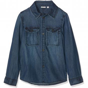 NAME IT Nmmabrysen Dnm 3113 LS Shirt, Blusa para Bebés, Azul Dark Blue Denim, 98