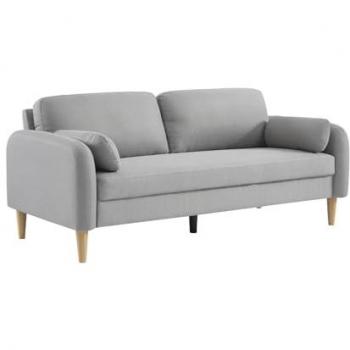 Sofá Redondo Escandinavo de Tela 3 Plazas Bellano Gris Claro 130x79x81 cm