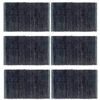 vidaXL 6x Manteles Individuales Tela Lavables Algodón Trenzado Diseño Estilo Chindi Original Set Salvamanteles Mesa Comedor Cocina Gris Antracita