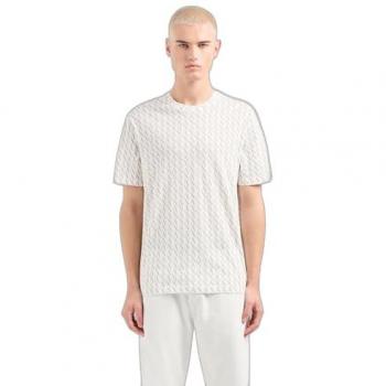 Armani Exchange Men's Short Sleeve T-Shirt with Allover Logo Print - White - Size XL