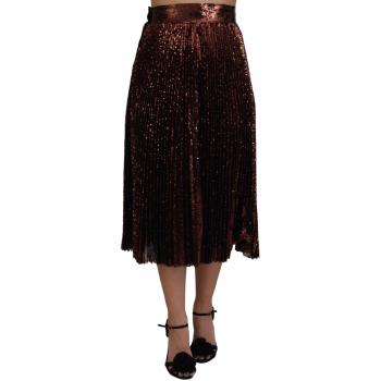 Bronze Sequined High Waist A-line Maxi Skirt - IT40|S, Dolce & Gabbana, Midi Skirts, female, Brown, Size: XS