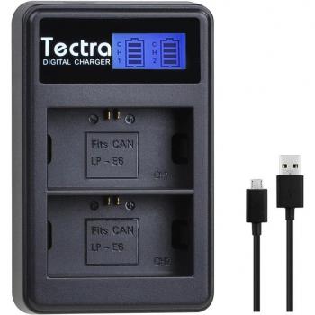 Paquete de 3 baterías Li-Ion 2650mAh LP-E6 con cargador LCD dual para Canon EOS 5DS, 5D Mark II, III, 6D, 7D, 60D,