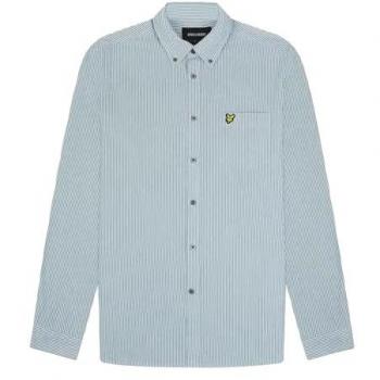 Camisa Lyle & Scott Oxford a rayas para hombre, verde, tamaño M