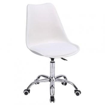 Silla de Oficina Blanca Anne, Regulable en Altura y Giratoria con Ruedas