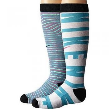 Nike 2PPK Girls Graphic CTN Knee H - Pack 2 pares calcetines para niña, color rojo, talla M