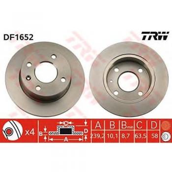 Disco de freno TRW DF1652 - Disco de freno, marca TRW, modelo DF1652